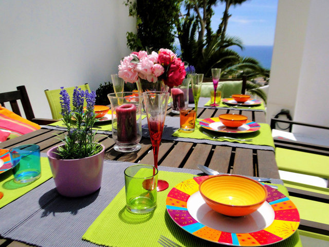 mediterranean villa in sitges during lunch time