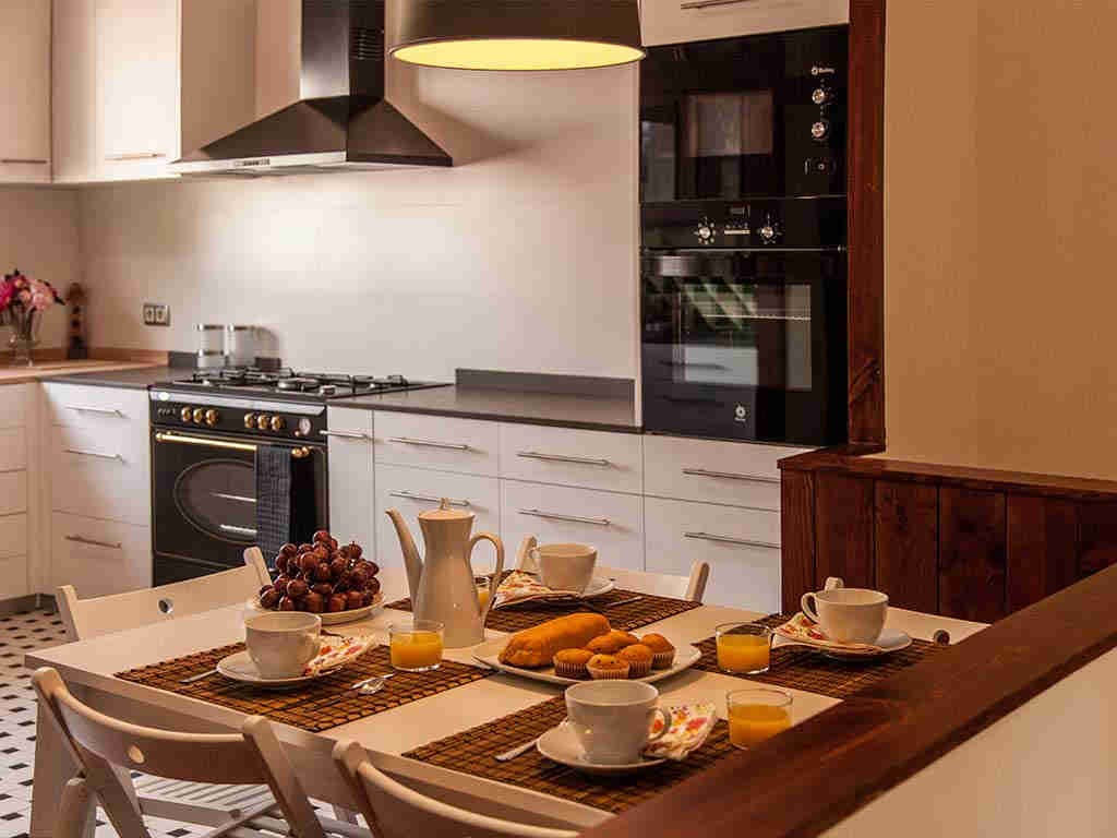 Breakfast table of our Sitges luxury villas