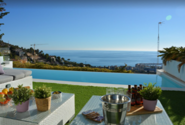 villa with a private pool with views to the beach